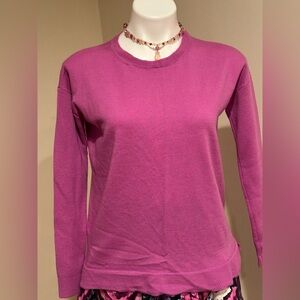 LORD & TAYLOR EXTRA FINE MERINO LAINE. Fuschia  Pink Spring Sweater Sz.SP